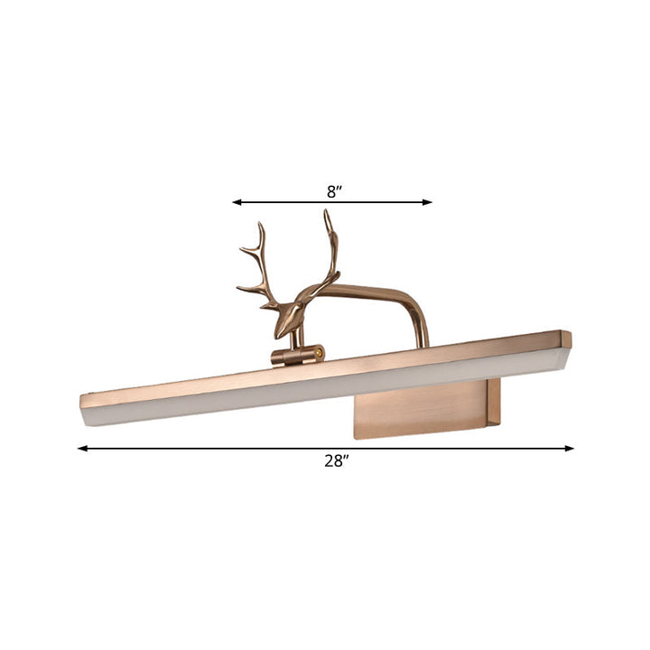 Skørter | 16"/22"/28" W Rectangular Vanity Mirror Light with Animal Teeth Rotatable Modern Acrylic Wall Lighting in Black/Gold/White