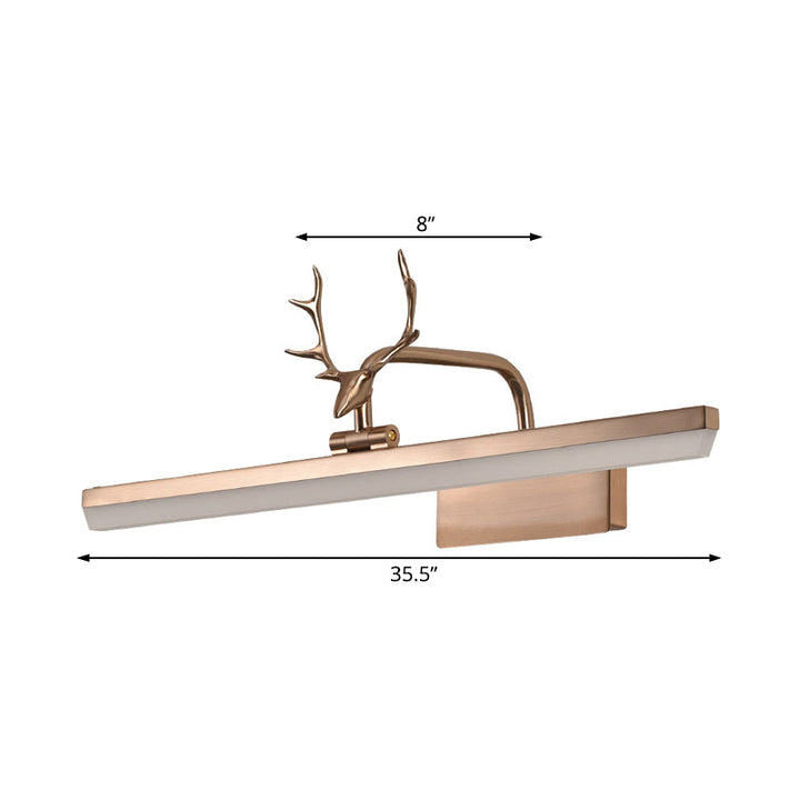 Skørter | 16"/22"/28" W Rectangular Vanity Mirror Light with Animal Teeth Rotatable Modern Acrylic Wall Lighting in Black/Gold/White
