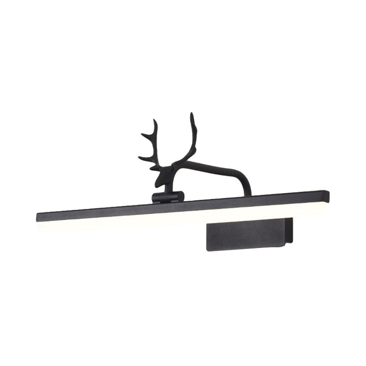 Skørter | 16"/22"/28" W Rectangular Vanity Mirror Light with Animal Teeth Rotatable Modern Acrylic Wall Lighting in Black/Gold/White