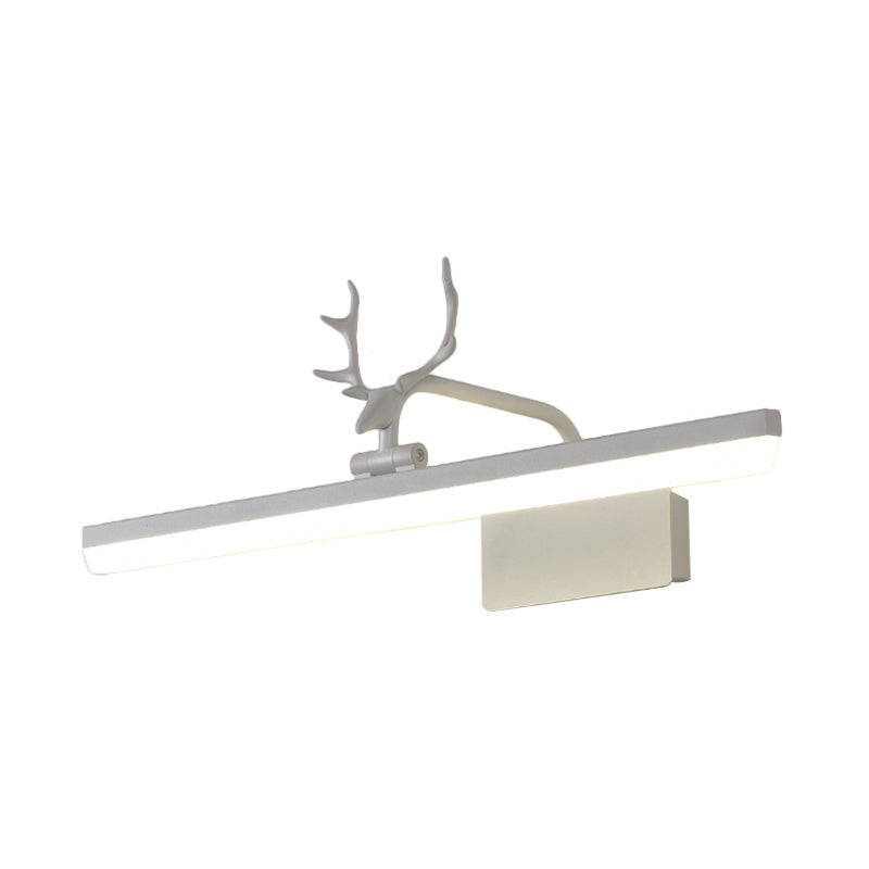 Skørter | 16"/22"/28" W Rectangular Vanity Mirror Light with Animal Teeth Rotatable Modern Acrylic Wall Lighting in Black/Gold/White