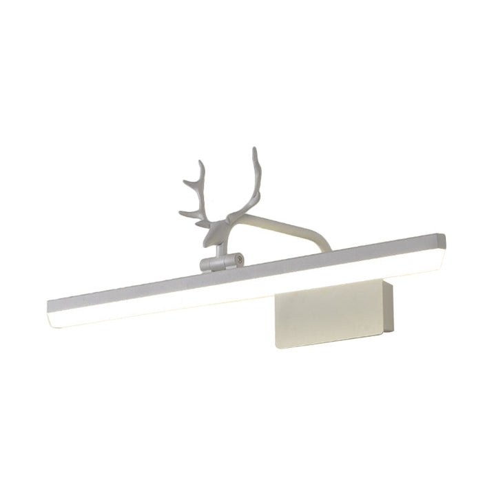 Skørter | 16"/22"/28" W Rectangular Vanity Mirror Light with Animal Teeth Rotatable Modern Acrylic Wall Lighting in Black/Gold/White