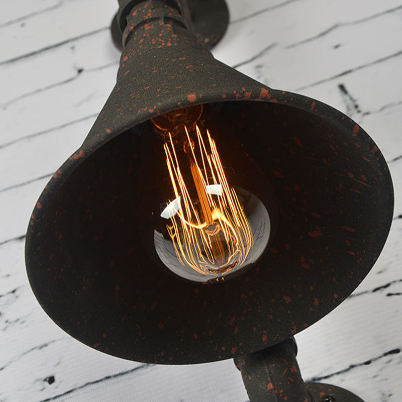 Lisslune | Vintage Conical Wall Lamp Single Iron Wall-Mounted Lamp with Water Pipe in Rust