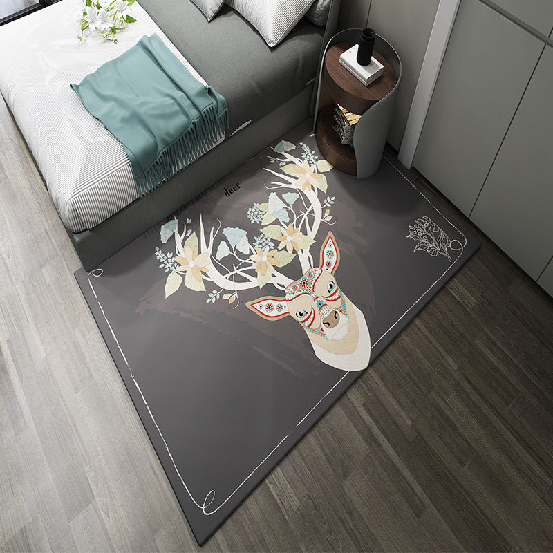 Lisslune | Western garden printed rug Multicolor Polyester rug with non-slip backing Stain-resistant indoor rug for bedroom