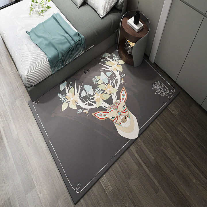 Lisslune | Western garden printed rug Multicolor Polyester rug with non-slip backing Stain-resistant indoor rug for bedroom