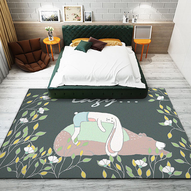 Lisslune | Western garden printed rug Multicolor Polyester rug with non-slip backing Stain-resistant indoor rug for bedroom