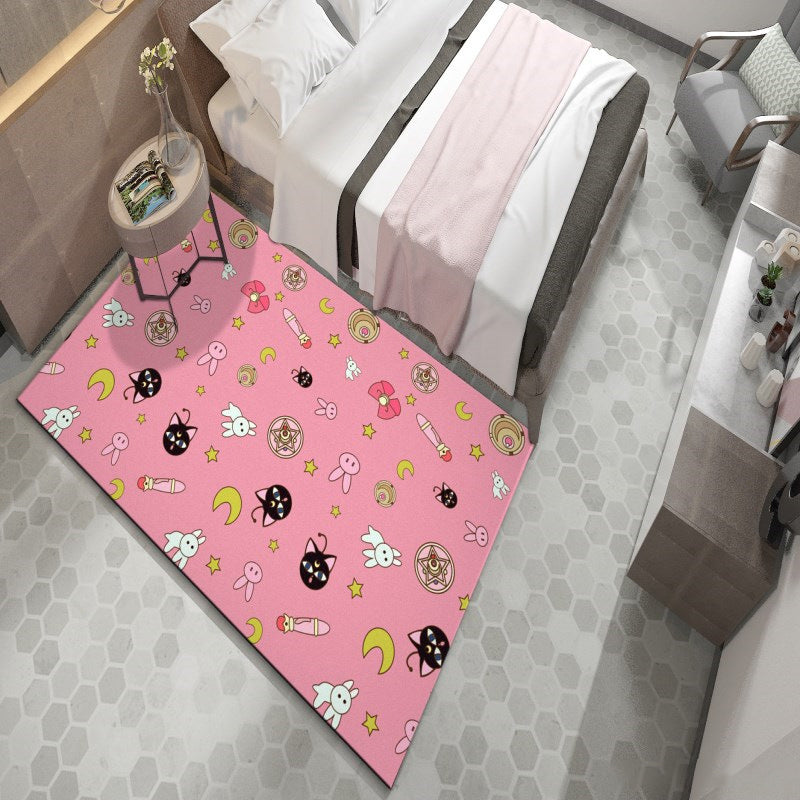 Lisslune | Western garden printed carpet multicolored polyester carpet with non-slip backing stain-resistant indoor carpet for bedroom
