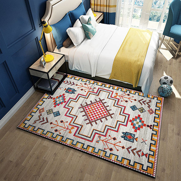Lisslune | Western garden printed carpet multicolored polyester carpet with non-slip backing stain-resistant indoor carpet for bedroom