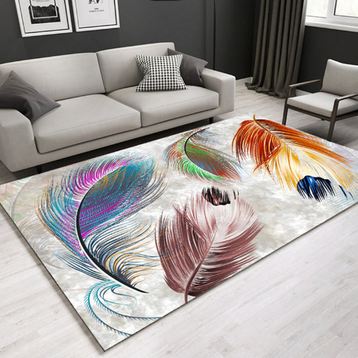 Lisslune | Modern Plant Printed Carpet Multi-Color Polypropylene Area Rug Pet-Friendly Machine-Washable Rug for Room