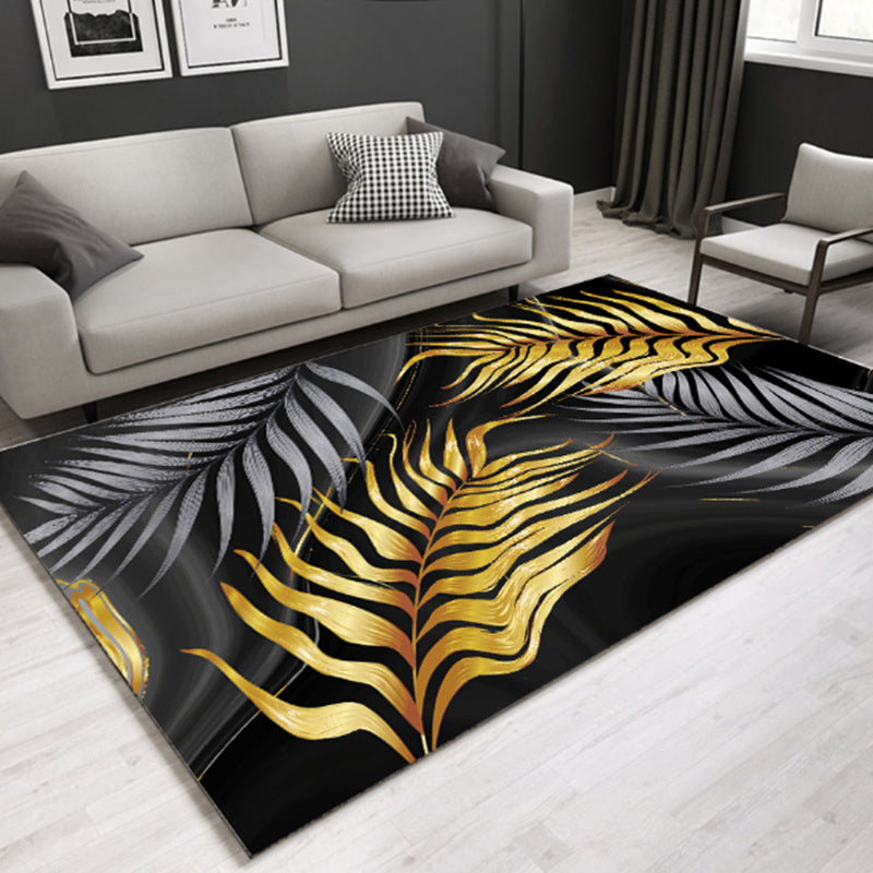 Lisslune | Modern Plant Printed Carpet Multi-Color Polypropylene Area Rug Pet-Friendly Machine-Washable Rug for Room