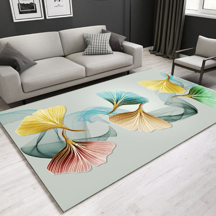 Lisslune | Modern Plant Printed Carpet Multi-Color Polypropylene Area Rug Pet-Friendly Machine-Washable Rug for Room