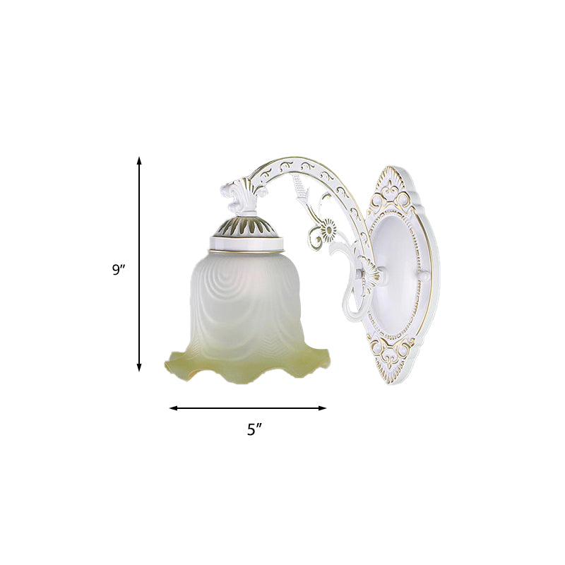 Skørter | Black/White scalloped wall lamp Retro frosted glass shade 1/2-light dining room wall lamp with curved arm
