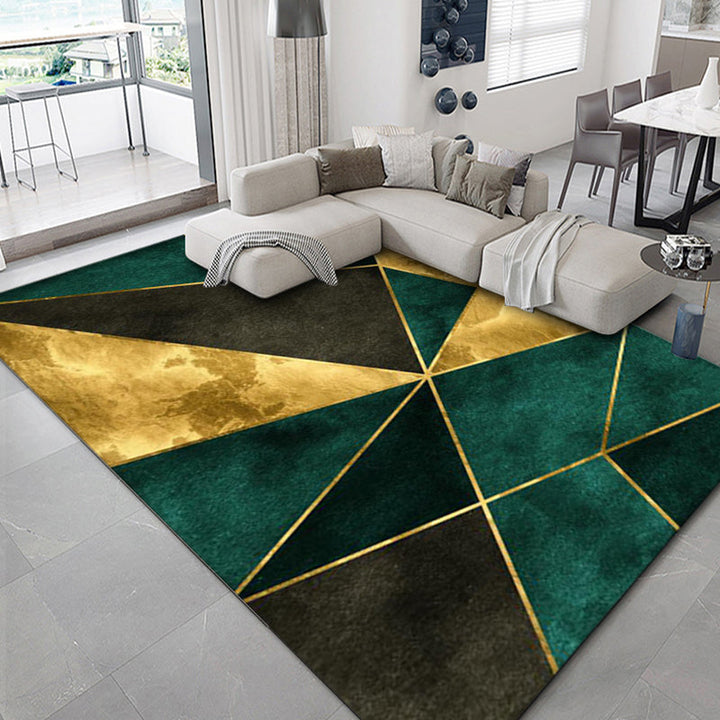 Lisslune | Luxurious geometric print carpet Multicolored synthetic carpet with non-slip backing pet-friendly carpet for the living room
