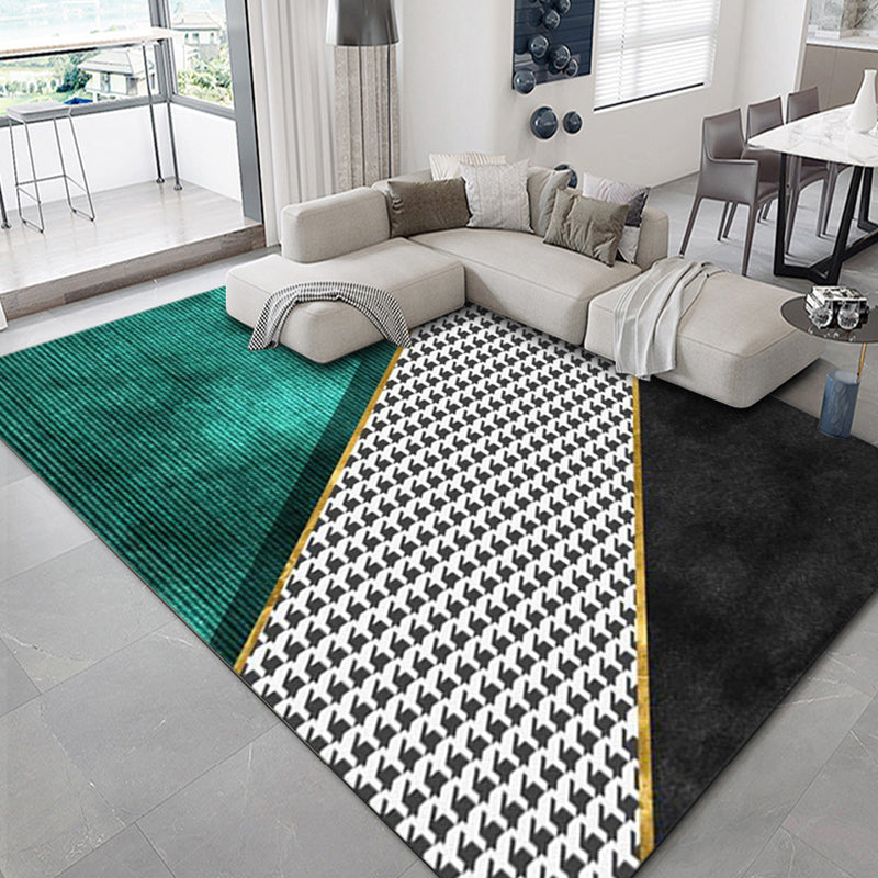 Lisslune | Luxurious geometric print rug Multicolored synthetic rug with non-slip backing pet-friendly rug for the living room