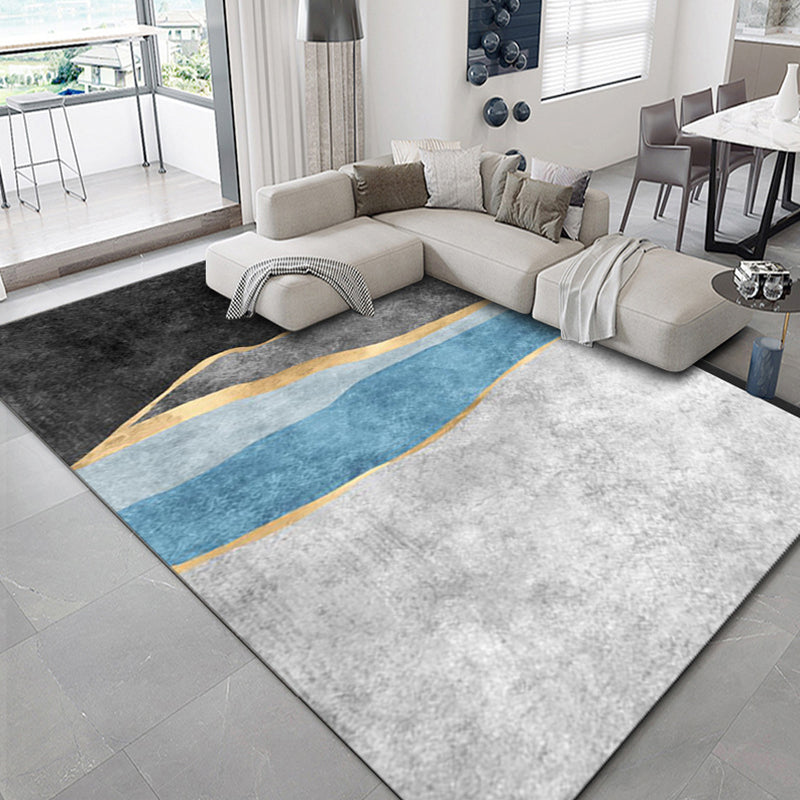Lisslune | Luxurious geometric print carpet Multicolored synthetic carpet with non-slip backing pet-friendly carpet for the living room