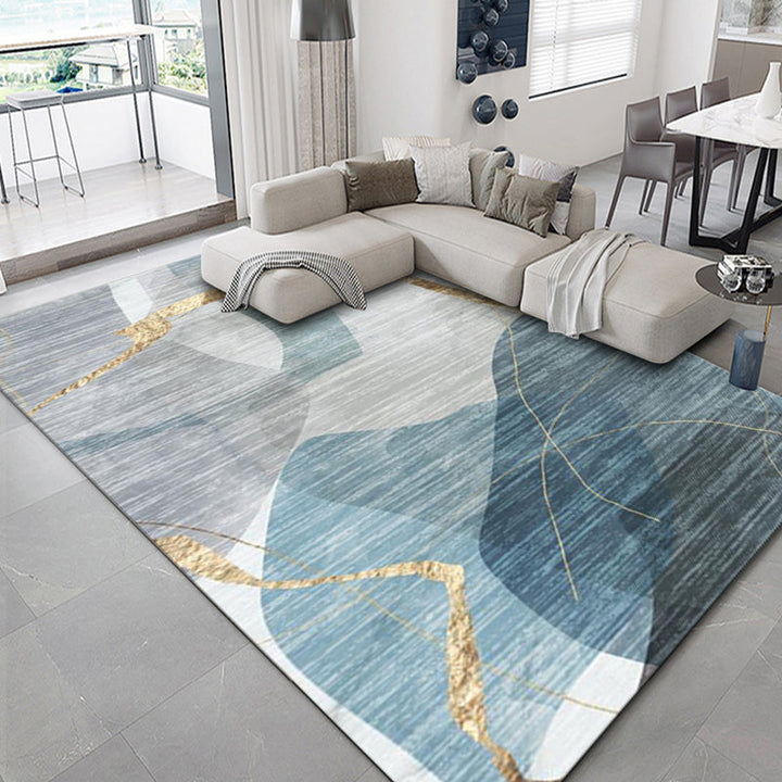 Lisslune | Luxurious geometric print rug Multicolored synthetic rug with non-slip backing pet-friendly rug for the living room