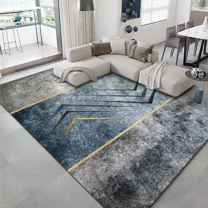 Lisslune | Luxurious geometric print carpet Multicolored synthetic carpet with non-slip backing pet-friendly carpet for the living room