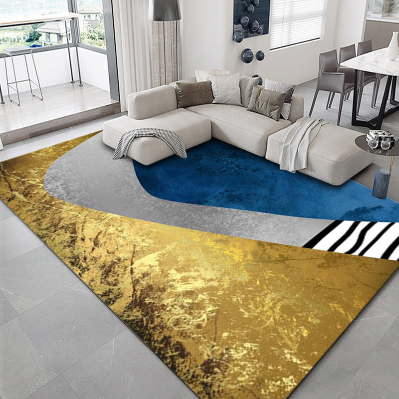 Lisslune | Luxurious geometric print carpet Multicolored synthetic carpet with non-slip backing pet-friendly carpet for the living room