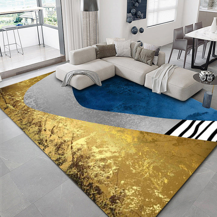 Lisslune | Luxurious geometric print rug Multicolored synthetic rug with non-slip backing pet-friendly rug for the living room