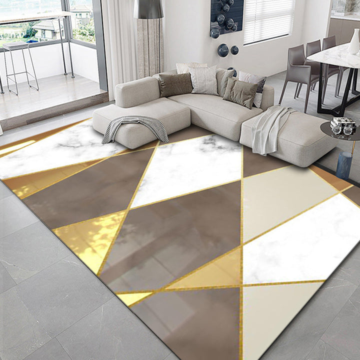 Lisslune | Luxurious geometric print carpet Multicolored synthetic carpet with non-slip backing pet-friendly carpet for the living room