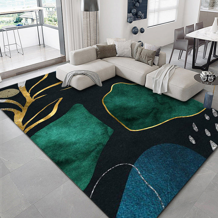 Lisslune | Luxurious geometric print carpet Multicolored synthetic carpet with non-slip backing pet-friendly carpet for the living room