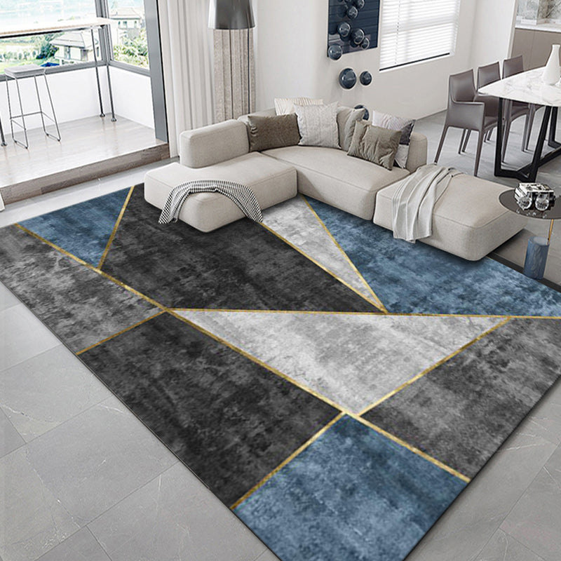 Lisslune | Luxurious geometric print carpet Multicolored synthetic carpet with non-slip backing pet-friendly carpet for the living room