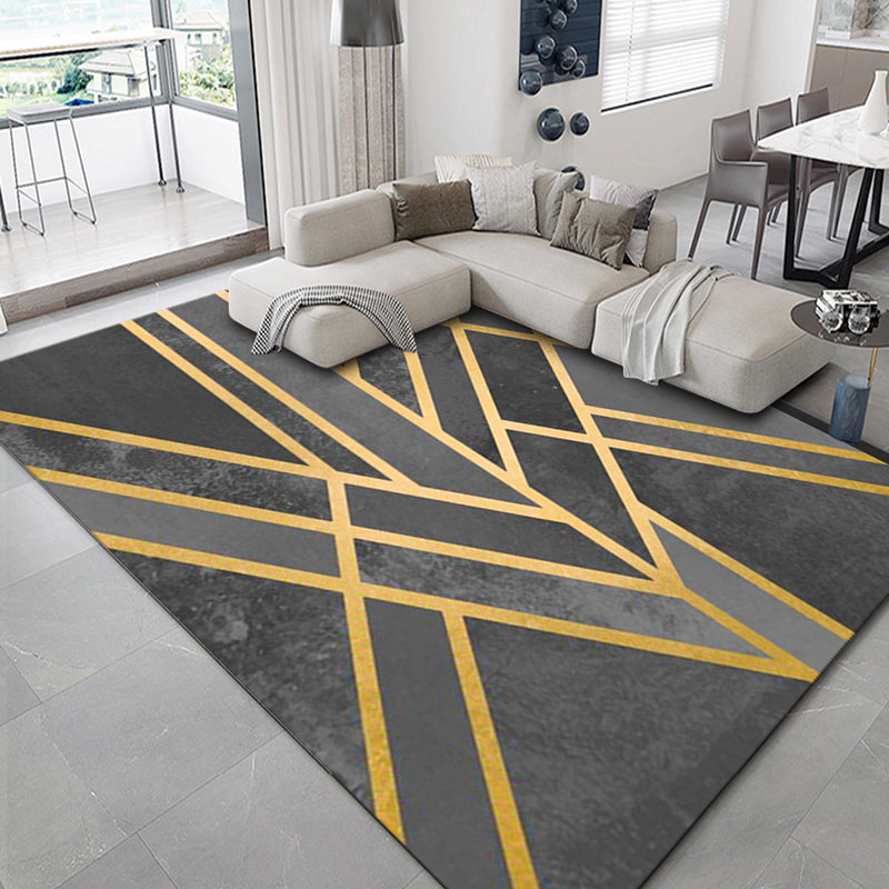 Lisslune | Luxurious geometric print carpet Multicolored synthetic carpet with non-slip backing pet-friendly carpet for the living room