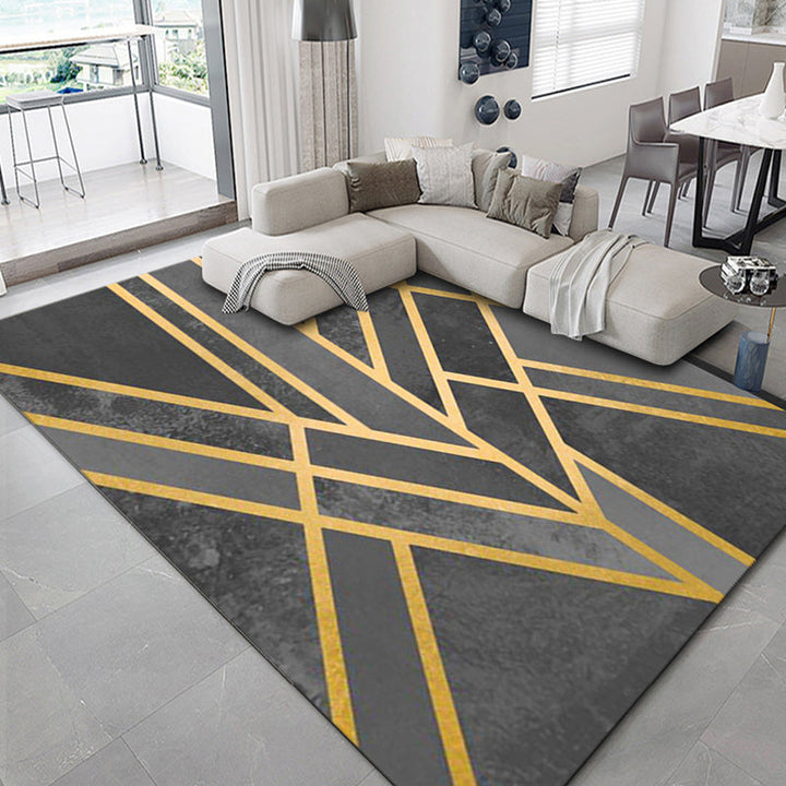 Lisslune | Luxurious geometric print carpet Multicolored synthetic carpet with non-slip backing pet-friendly carpet for the living room