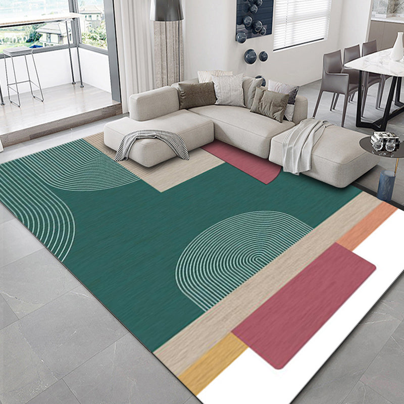 Lisslune | Luxurious geometric print carpet Multicolored synthetic carpet with non-slip backing pet-friendly carpet for the living room