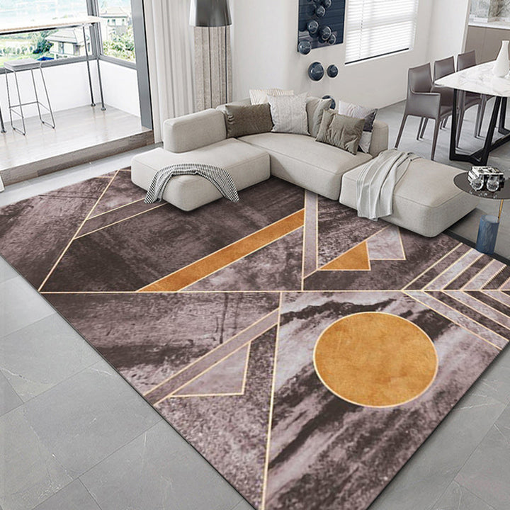 Lisslune | Luxurious geometric print carpet Multicolored synthetic carpet with non-slip backing pet-friendly carpet for the living room