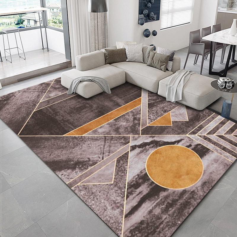 Lisslune | Luxurious geometric print rug Multicolored synthetic rug with non-slip backing pet-friendly rug for the living room