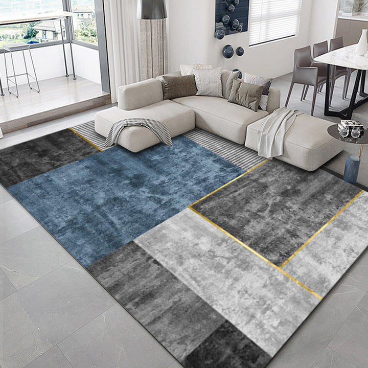 Lisslune | Luxurious geometric print carpet Multicolored synthetic carpet with non-slip backing pet-friendly carpet for the living room
