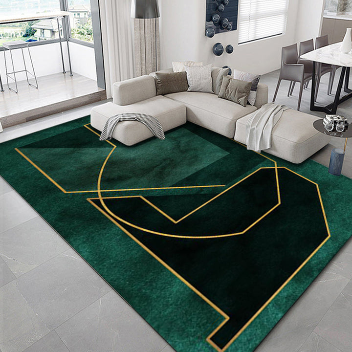 Lisslune | Luxurious geometric print rug Multicolored synthetic rug with non-slip backing pet-friendly rug for the living room