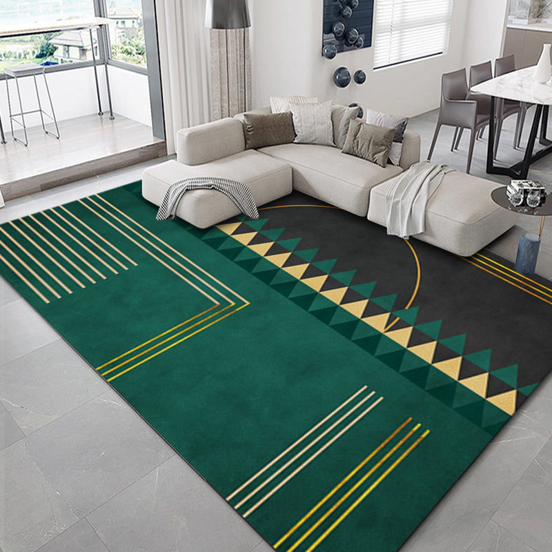 Lisslune | Luxurious geometric print rug Multicolored synthetic rug with non-slip backing pet-friendly rug for the living room