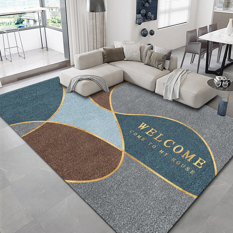Lisslune | Luxurious geometric print carpet Multicolored synthetic carpet with non-slip backing pet-friendly carpet for the living room