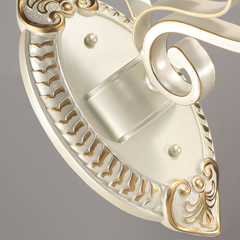 Skørter | 1/2-Pear Frosted Glass Wall Lamp White Flowers Shade Living Room Wall Light with Crystal Accent