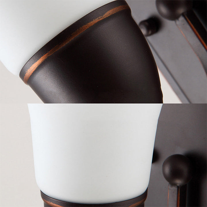 Skørter | Red Brown Bell Wall Lamp Lighting Traditional Metal 1/2-Light Living Room Wall Lamp with Frosted Glass Shade