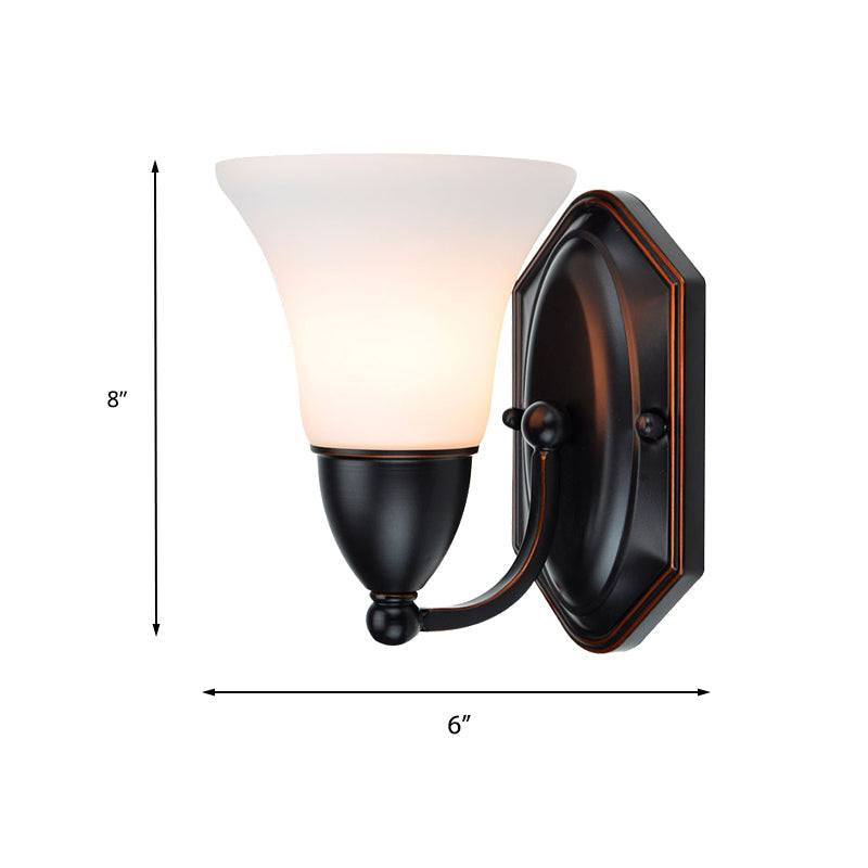 Skørter | Red Brown Bell Wall Lamp Lighting Traditional Metal 1/2-Light Living Room Wall Lamp with Frosted Glass Shade