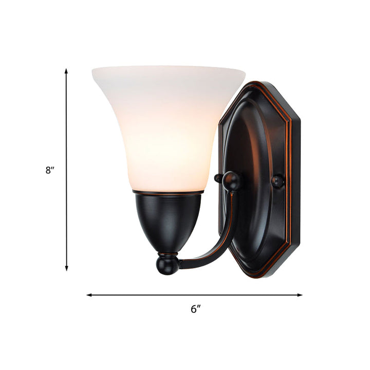 Skørter | Red Brown Bell Wall Lamp Lighting Traditional Metal 1/2-Light Living Room Wall Lamp with Frosted Glass Shade