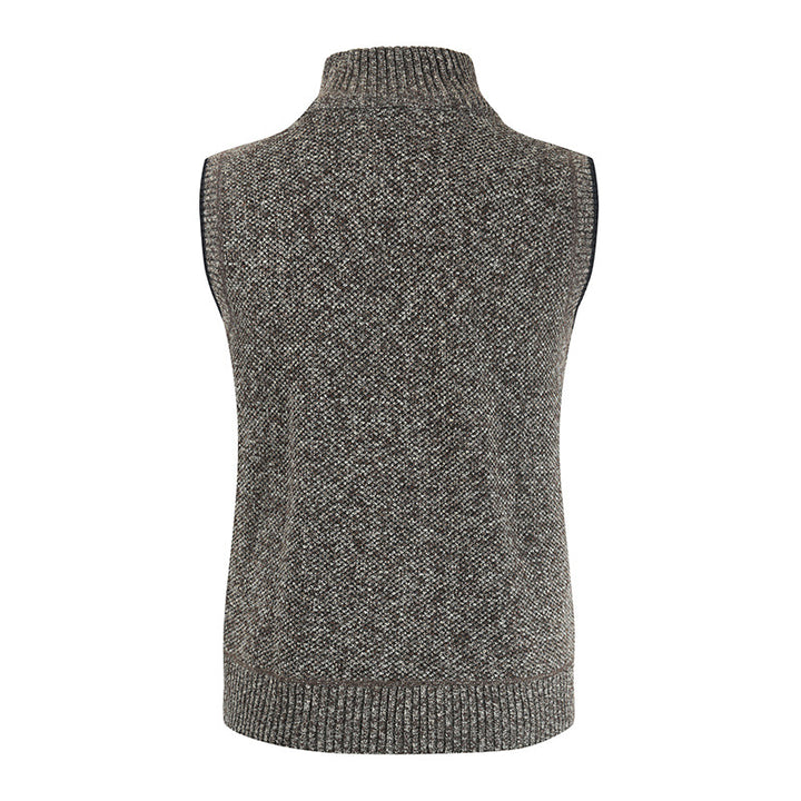 Men's stylish knit vest with stand-up collar and full-length zipper Lisslune
