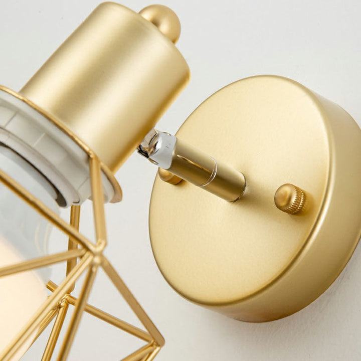 Lisslune | Antique hexagonal wall lamp single iron swivel wall light fixture in gold