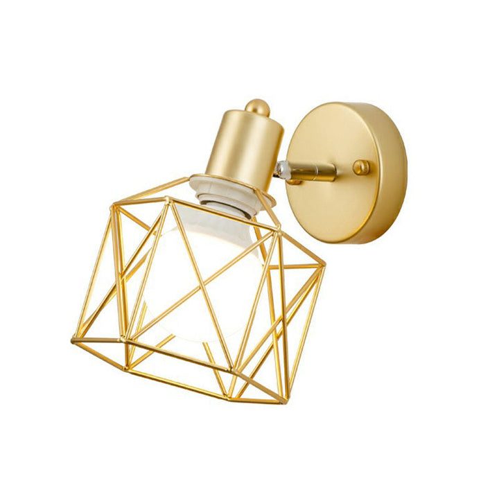 Lisslune | Antique hexagonal wall lamp single iron swivel wall light fixture in gold