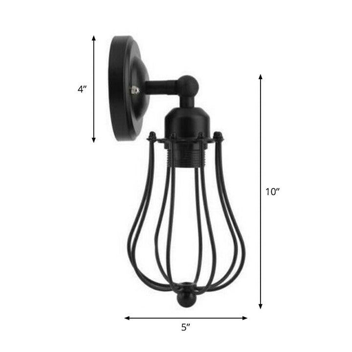 Lisslune | Vintage Grapefruit Cage Wall Lamp Single Lamp Iron Wall Mounted Lamp in Black