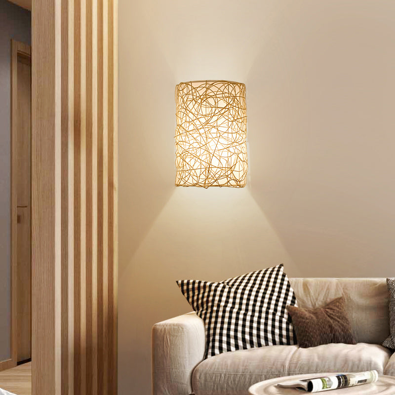 Skørter | Rattan Half Cylinder Wall Lamp Nordic Style Single Wall Light for Hallway