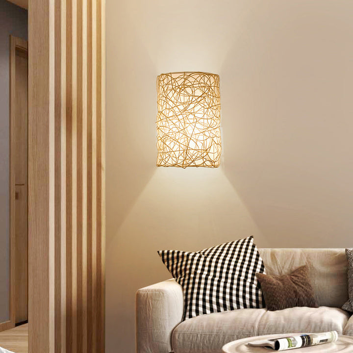 Skørter | Rattan Half Cylinder Wall Lamp Nordic Style Single Wall Light for Hallway