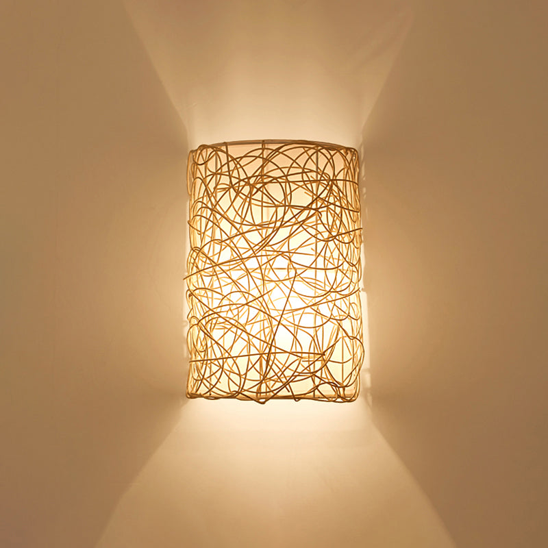 Skørter | Rattan Half Cylinder Wall Lamp Nordic Style Single Wall Light for Hallway