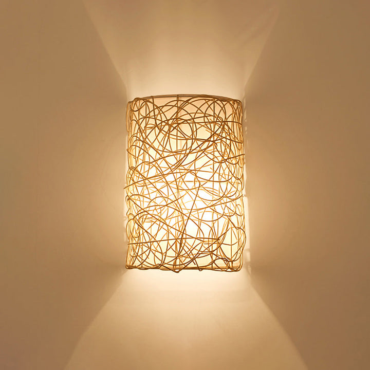 Skørter | Rattan Half Cylinder Wall Lamp Nordic Style Single Wall Light for Hallway