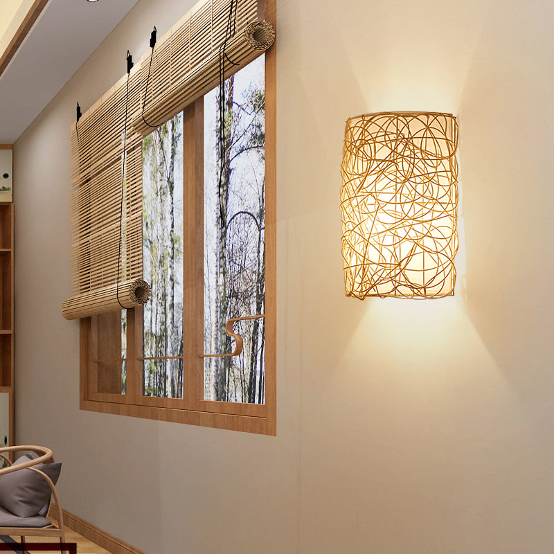 Skørter | Rattan Half Cylinder Wall Lamp Nordic Style Single Wall Light for Hallway