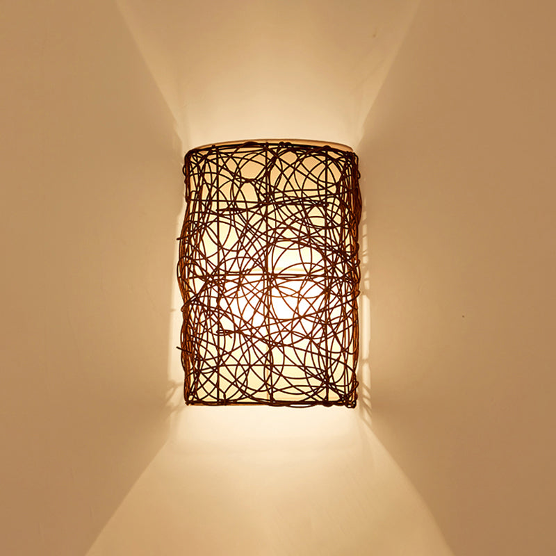 Skørter | Rattan Half Cylinder Wall Lamp Nordic Style Single Wall Light for Hallway