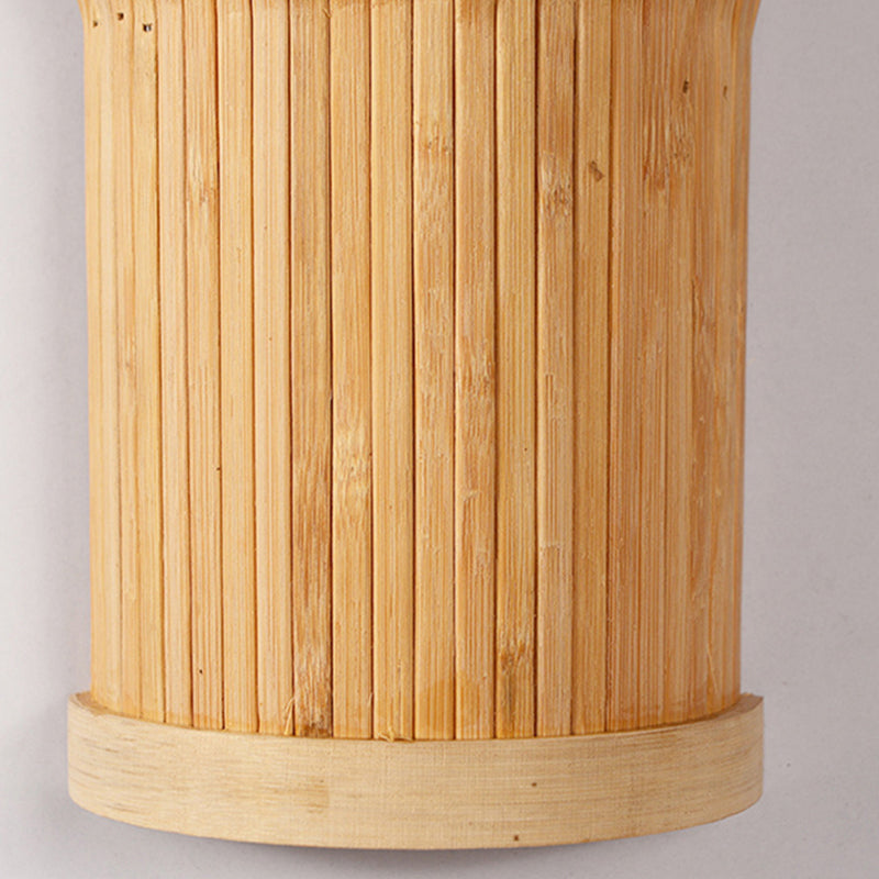 Skørter | Minimalist Tapered Wall Lamp Bamboo Single Living Room Wall Lamp Fixture in Wood