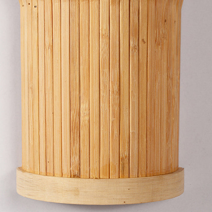 Skørter | Minimalist Tapered Wall Lamp Bamboo Single Living Room Wall Lamp Fixture in Wood
